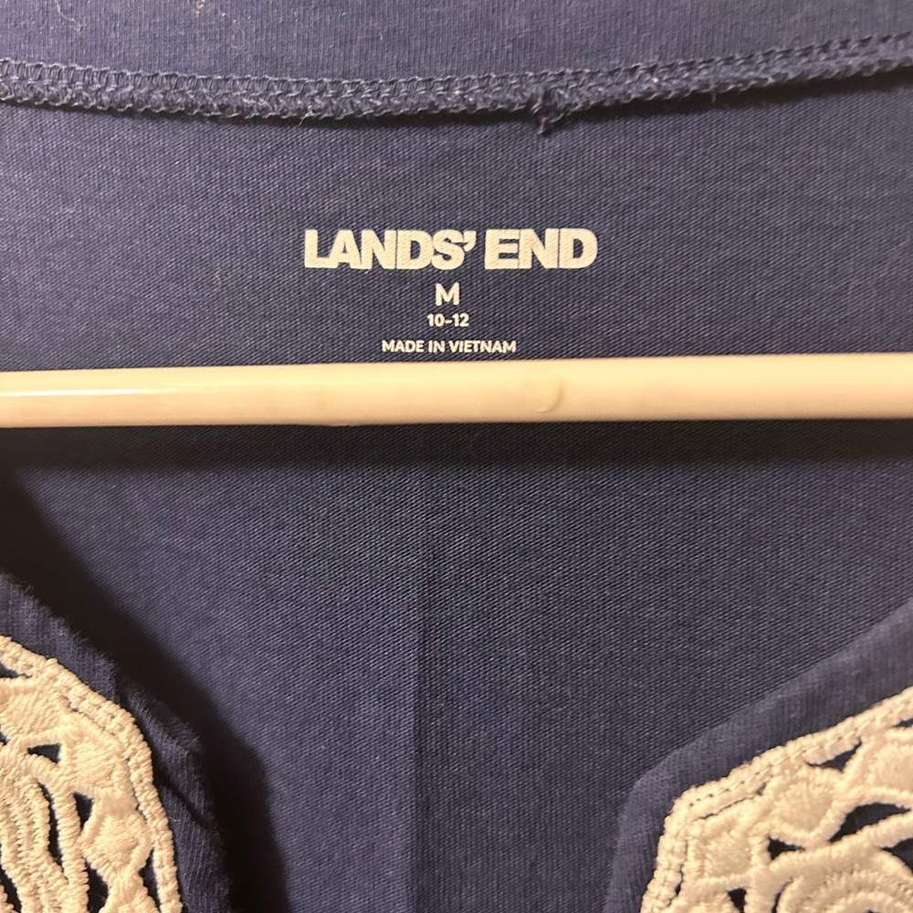 NWOT LAND’S END Navy Blue Women's Dress/Tunic with Cream Embroidery, sleeveless - Picture 7 of 10